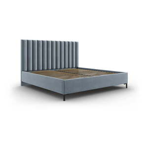 Světle modrá čalouněná dvoulůžková postel s úložným prostorem s roštem 160x200 cm Casey – Mazzini Beds obraz