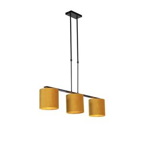 Závěsná lampa s velurovými odstíny žluté se zlatem 20cm - Combi 3 Deluxe obraz