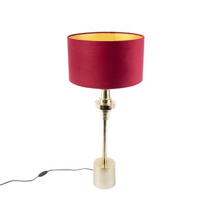 Stolní lampa ve stylu art deco se sametovým odstínem červená 35 cm - Diverso obraz