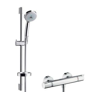 HANSGROHE Croma 100 Sprchový set s termostatem, 3 proudy, tyč 65 cm, chrom 27086000 obraz