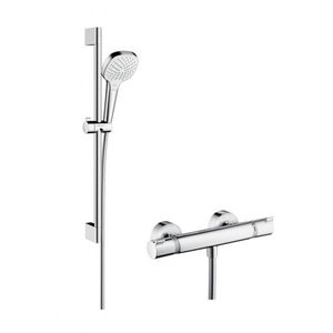 HANSGROHE Croma Select E Sprchový set Vario s termostatem, 3 proudy, sprchová tyč 65 cm, bílá/chrom 27081400 obraz