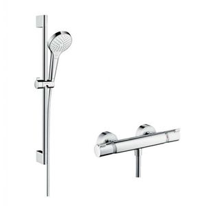 HANSGROHE Croma Select S Sprchový set Vario s termostatem, 3 proudy, sprchová tyč 65 cm, bílá/chrom 27013400 obraz