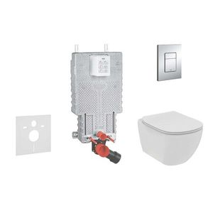 GROHE Uniset Set předstěnové instalace, klozetu a sedátka Ideal Standard Tesi, tlačítka Skate Cosmopolitan, chrom 38643SET-KE obraz