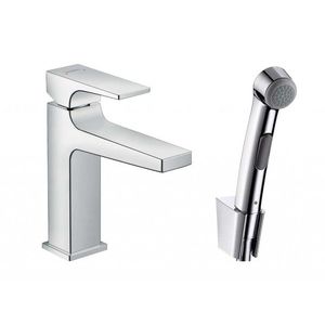 HANSGROHE Metropol Umyvadlová baterie s výpustí Push-Open a ruční sprchou Bidette, chrom 32522000 obraz