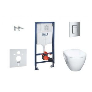 GROHE Solido Set předstěnové instalace, klozetu Bau Ceramic a sedátka softclose, tlačítko Skate Cosmopolitan, chrom 38528SET-KH obraz