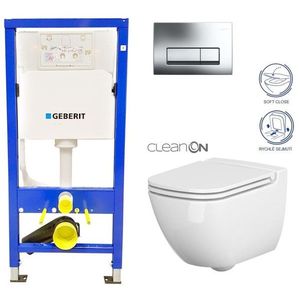 GEBERIT DuofixBasic s chromovým tlačítkem DELTA51 + WC CERSANIT CLEANON CASPIA + SEDÁTKO 458.103.00.1 CP1 obraz