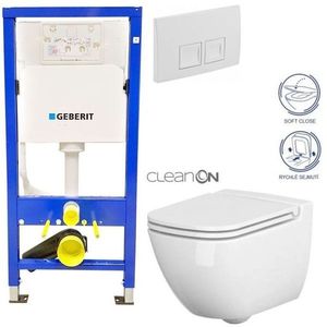 Geberit Duofix tlačítko DELTA50 bílé WC CERSANIT CASPIA CLEANON + SEDÁTKO 458.103.00.1 50BI CP1 obraz