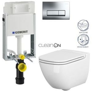 GEBERIT KOMBIFIXBasic vč. chromového tlačítka DELTA 51 + WC CERSANIT CLEANON CASPIA + SEDÁTKO 110.100.00.1 51CR CP1 obraz