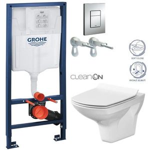 Rapid SL pro závěsné WC 38528SET s chromovou deskou + WC CERSANIT CLEANON CARINA + SEDÁTKO 38772001 CA3 obraz