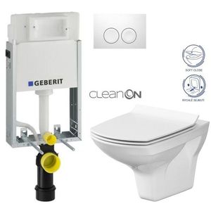 Geberit KOMBIFIX Basic tlačítko DELTA 21 Bílé WC CERSANIT CARINA + SEDÁTKO 110.100.00.1 21BI CA3 obraz