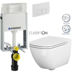 Geberit KOMBIFIX Basic tlačítko DELTA 50 Bílé WC CERSANIT CASPIA + SEDÁTKO 110.100.00.1 50BI CP1 obraz