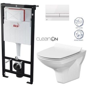 ALCADRAIN Sádromodul předstěnový instalační systém s bílým tlačítkem M1710 + WC CERSANIT CLEANON CARINA + SEDÁTKO AM101/1120 M1710 CA3 obraz