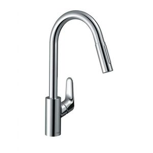 HANSGROHE Focus M41 Dřezová baterie M4116-H240 s výsuvnou sprškou, sBOX, chrom 73880000 obraz