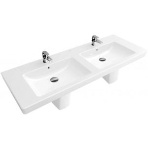 VILLEROY & BOCH Subway 2.0 Dvojumyvadlo 130x47 cm, s přepadem a otvory pro baterie, bílá 7175D001 obraz