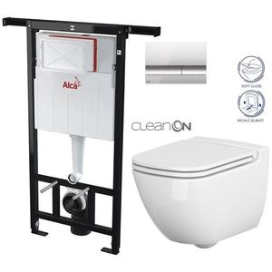 ALCADRAIN Jádromodul předstěnový instalační systém s chromovým tlačítkem M1721 + WC CERSANIT CLEANON CASPIA + SEDÁTKO AM102/1120 M1721 CP1 obraz