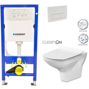 Geberit Duofix tlačítko DELTA51 BÍLÉ WC CERSANIT CARINA + SEDÁTKO 458.103.00.1 51BI CA3 obraz