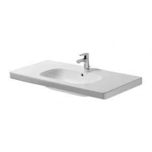 DURAVIT D-Code Umyvadlo nábytkové 105x48 cm, s přepadem, s otvorem pro baterii, bílá 03421000002 obraz