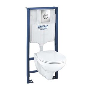 GROHE Solido Set předstěnové instalace, klozetu Bau Ceramic a sedátka softclose, tlačítka Sail, chrom 39499000 obraz