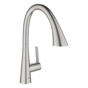 GROHE Zedra Dřezová baterie s výsuvnou sprškou, supersteel 32294DC2 obraz