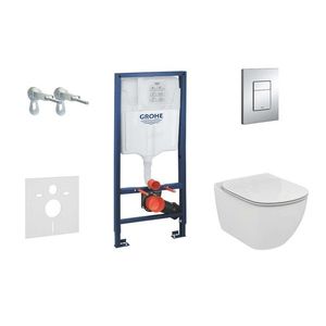 GROHE Rapid SL Set předstěnové instalace, klozetu a sedátka Ideal Standard, Aquablade, SoftClose tlačítka Skate Cosmo, chrom 38528SET-KU obraz