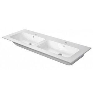 DURAVIT ME by Starck Dvojumyvadlo nábytkové 130x49 cm, s přepadem, 2 otvory pro baterie, WonderGliss, bílá 23361300001 obraz