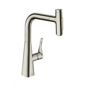 HANSGROHE M71 Dřezová baterie Metris Select s výsuvnou sprškou, vzhled nerezu 73822800 obraz