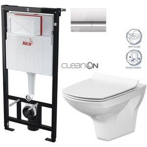 ALCADRAIN Sádromodul předstěnový instalační systém s chromovým tlačítkem M1721 + WC CERSANIT CLEANON CARINA + SEDÁTKO AM101/1120 M1721 CA3 obraz