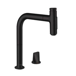 HANSGROHE M71 Dřezová baterie M7120-H200 s výsuvnou sprškou, 2-otvorová instalace, sBOX, matná černá 73818670 obraz