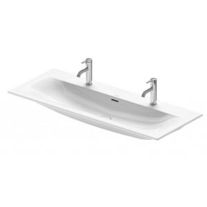 DURAVIT Viu Dvojumyvadlo 123x49 cm, s přepadem, 2 otvory pro baterii, WonderGliss, bílá 23441200241 obraz