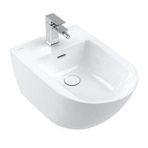 VILLEROY & BOCH Subway 3.0 Závěsný bidet 560x375 mm, s přepadem, otvor pro baterii, CeramicPlus, Stone White 447000RW obraz