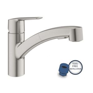 GROHE QuickFix Start Dřezová baterie s výsuvnou sprškou, supersteel 30531DC1 obraz