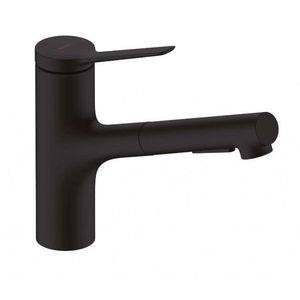 HANSGROHE Zesis M33 Dřezová baterie 150, s výsuvnou sprškou, sBox lite, matná černá 74803670 obraz