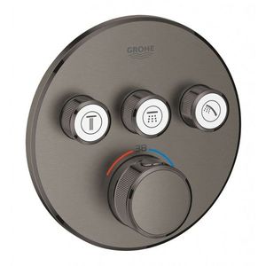 GROHE Grohtherm SmartControl Termostatická sprchová podomítková baterie, 3 ventily, kartáčovaný Hard Graphite 29121AL0 obraz