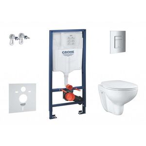 GROHE Solido Set předstěnové instalace, klozetu a sedátka Bau Ceramic, softclose, tlačítko Even, chrom SANI15BB1100 obraz