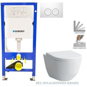 Geberit Duofix tlačítko DELTA21 bílé WC LAUFEN PRO RIMLESS + SEDÁTKO 458.103.00.1 21BI LP1 obraz