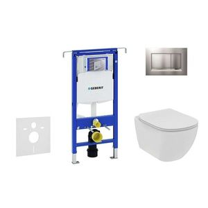 GEBERIT Duofix Set předstěnové instalace, klozetu a sedátka Ideal Standard Tesi, tlačítka Sigma30, Rimless, SoftClose, matný chrom/chrom 111.355.00.5 NE7 obraz