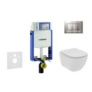 GEBERIT Kombifix Set předstěnové instalace, klozetu a sedátka Ideal Standard Tesi, tlačítka Sigma30, Rimless, SoftClose, matný chrom/chrom 110.302.00.5 NE7 obraz