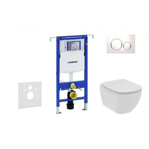 GEBERIT Duofix Set předstěnové instalace, klozetu a sedátka Ideal Standard Tesi, tlačítka Sigma20, Rimless, SoftClose, bílá/chrom 111.355.00.5 NE4 obraz