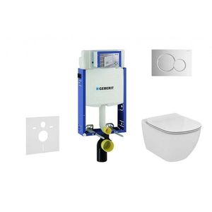 GEBERIT Kombifix Modul pro závěsné WC s tlačítkem Sigma01, lesklý chrom + Ideal Standard Tesi WC a sedátko, Aquablade, SoftClose 110.302.00.5 NU2 obraz