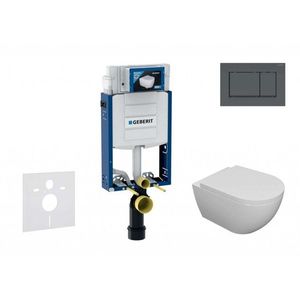 GEBERIT Kombifix Set předstěnové instalace, klozetu Oudee a sedátka softclose, tlačítko Sigma30, matná černá/černá SANI15CA5100 obraz