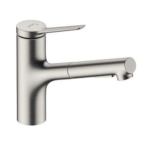 HANSGROHE Zesis M33 Dřezová baterie 150, s výsuvnou sprškou, sBox lite, vzhled nerezu 74803800 obraz