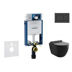 GEBERIT Kombifix Set předstěnové instalace, klozetu Gaia a sedátka softclose, tlačítko Sigma30, matná černá/černá SANI15CA5500 obraz