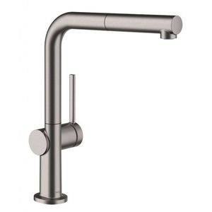 HANSGROHE M54 Dřezová baterie Talis s výsuvnou koncovkou, kartáčovaný černý chrom 72808340 obraz