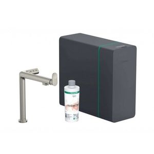 HANSGROHE Aqittura M91 Dřezová baterie, SodaSystem, sBox, vzhled nerezu 76837800 obraz