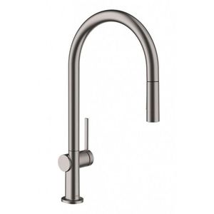 HANSGROHE M54 Dřezová baterie Talis s výsuvnou sprškou, kartáčovaný černý chrom 72800340 obraz