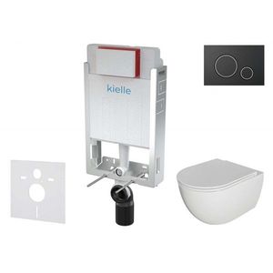 Kielle Genesis Set předstěnové instalace, klozetu Oudee se sedátkem softclose a tlačítka Gemini II, matná černá / chrom 30505SZ22 obraz