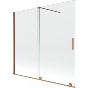 MEXEN/S Velar Dvoukřídlá posuvná vanová zástěna 170 x 150 cm, transparent, kartáčovaná měď 896-170-000-01-65 obraz