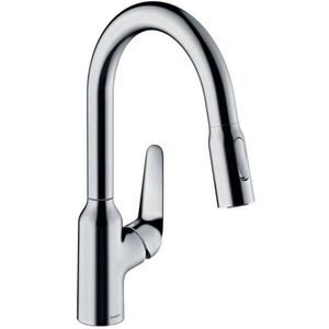 HANSGROHE Focus M42 Dřezová baterie M4216-H180 s výsuvnou sprškou, sBOX, chrom 71821000 obraz