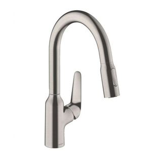 HANSGROHE Focus M42 Dřezová baterie M429-H180 s výsuvnou sprškou, vzhled nerezu 71801800 obraz