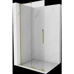 MEXEN/S Velar L Sprchová zástěna posuvná Walk-in 90 x 200 cm, transparent 8 mm, zlato 871-090-003-03-50 obraz